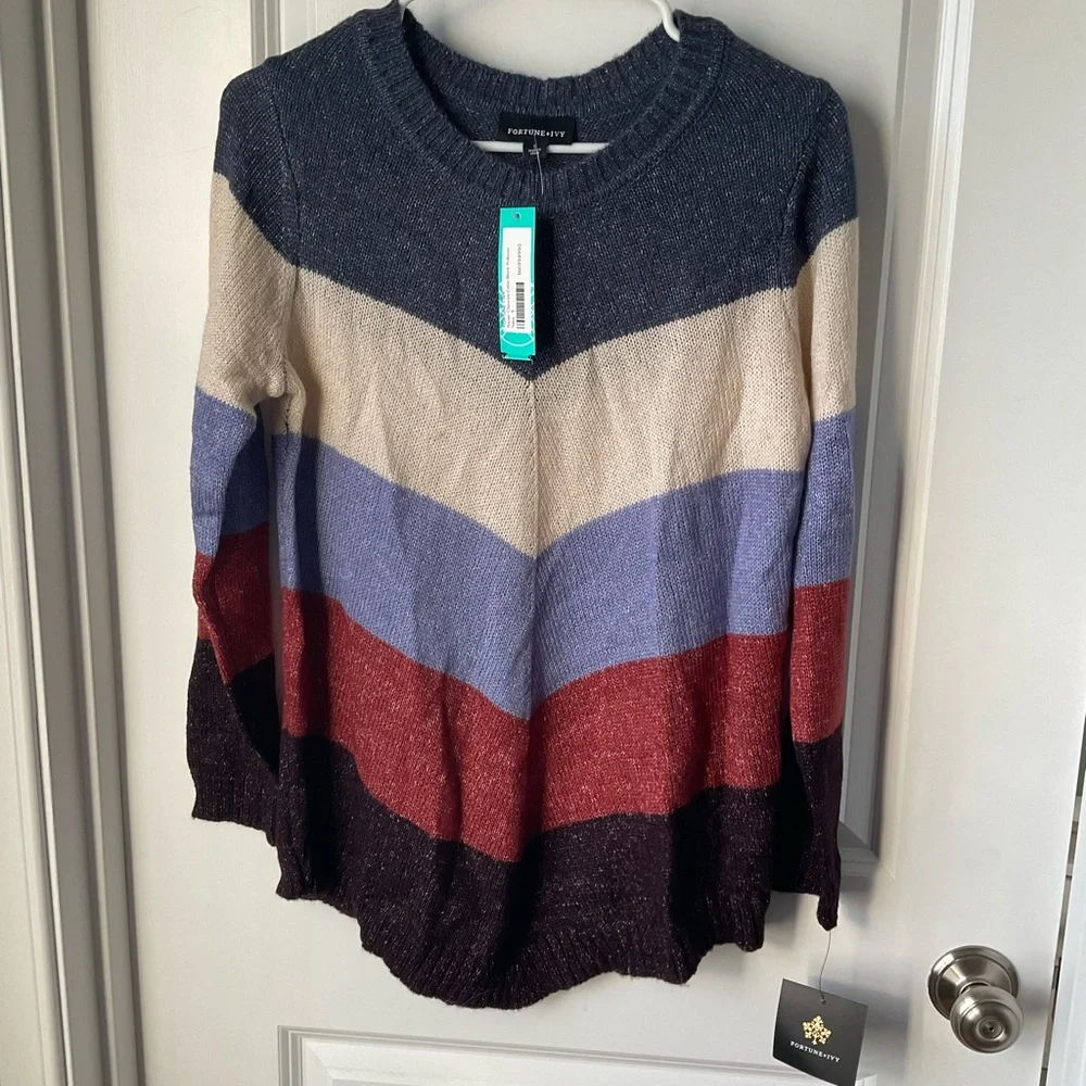 Fortune + Ivy Multi-Colored Striped Sweater- NWT
